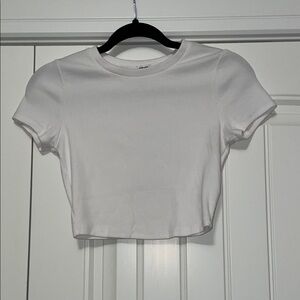 Garage Ribbed White Crop Top